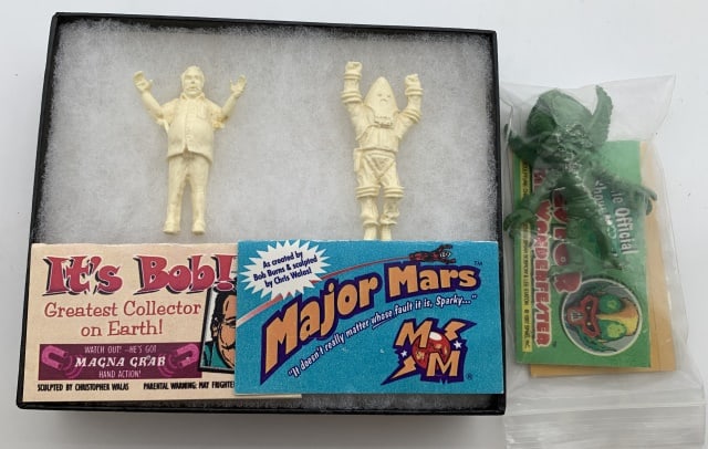 (3)Bob Burns & Chris Walas Small Figures: figures are It's Bob, Major Mars, Nestor the Wonderfester, all 3 have in good condition for their age