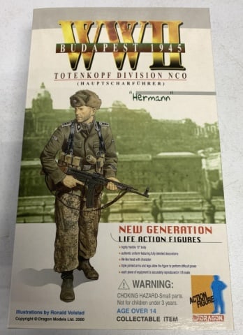 Dragon Action Figure WWII Budapest 1945: Totenkopf Division NCO, Hauptscharfuhrer, Herman, looks complete, 1/6 scale