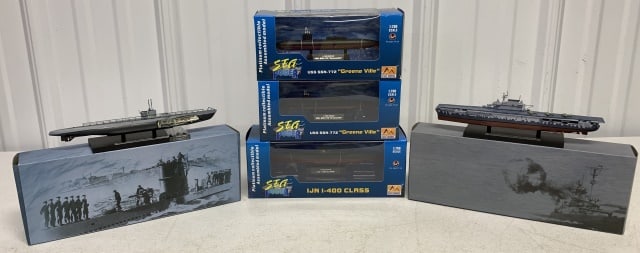 (5)Sea Power & Atlas Collections Boats & Subs: Sea Power items are 1/700 scale