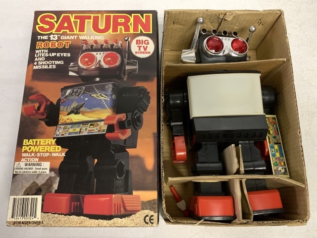 Saturn 13" Giant Walking Robot: original packaging and box, all 4 missles included, box has light wear, untested, made in China
