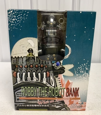 D-Toy Robby the Robot Bank/Clock/Slot Game: untested, contemporary, made in China by Daiwa Toy Co