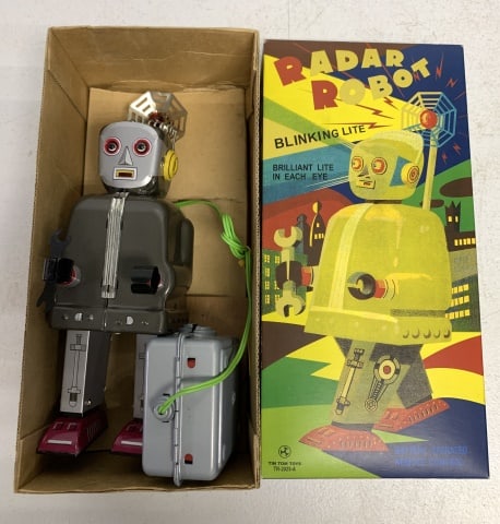 Tim Tom Toys Tin Radar Robot: contemporary, untested, may have never been out of the box