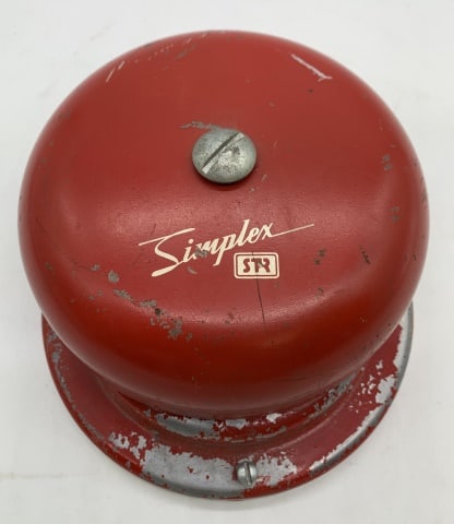 Simplex Time Recorder Bell: untested, red paint worn at a number of spots, scratches