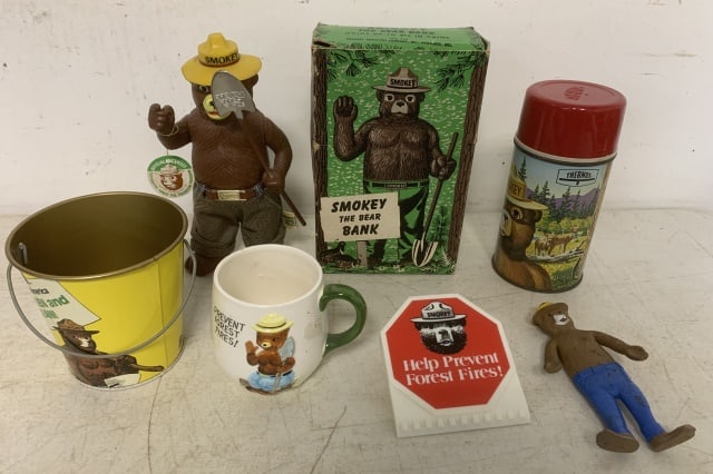 Smokey the Bear figure, bank, mug, thermos, etc (1 of 20)