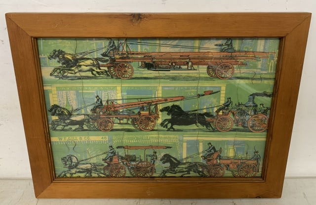 framed horse drawn fire engine puzzle (1 of 3)