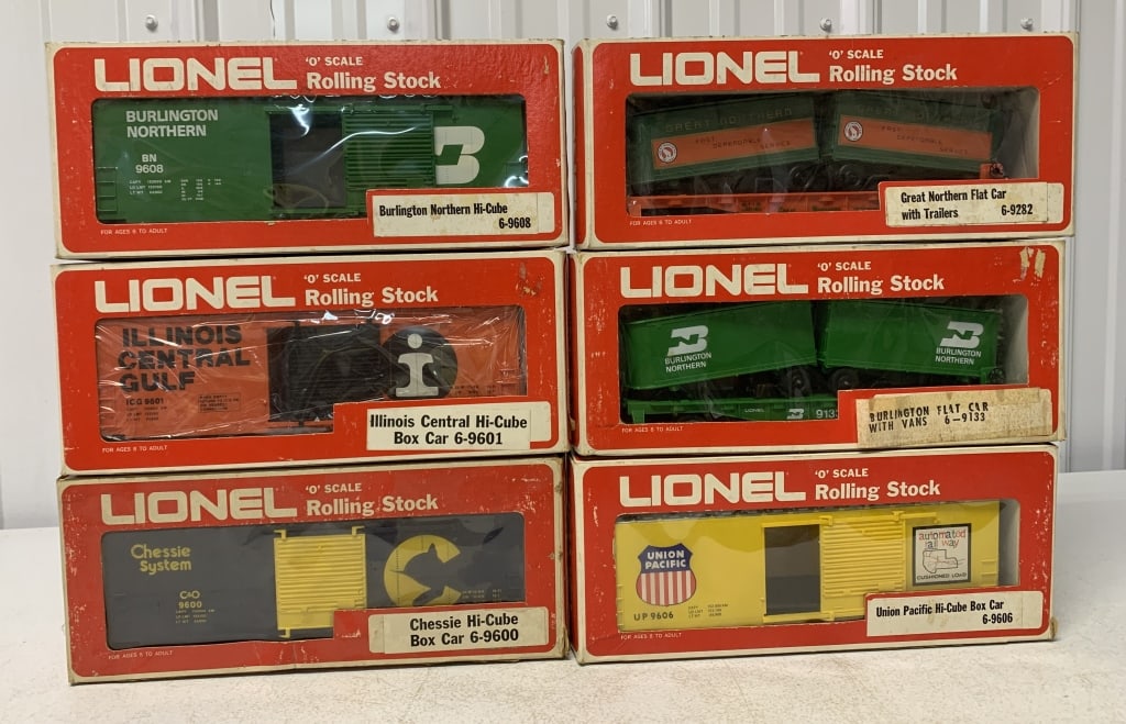 6 Lionel Train Flatcar, Boxcar, Hi-Cube (1 of 4)