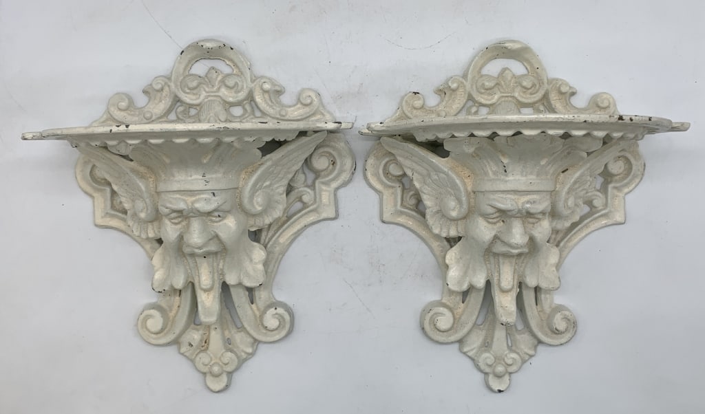 pair of Cast Iron Gargoyle Wall Shelves (1 of 5)