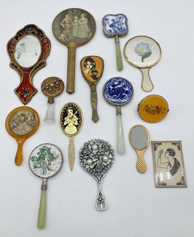 lot of 14 Vintage/Victorian Style Hand Mirrors (1 of 4)