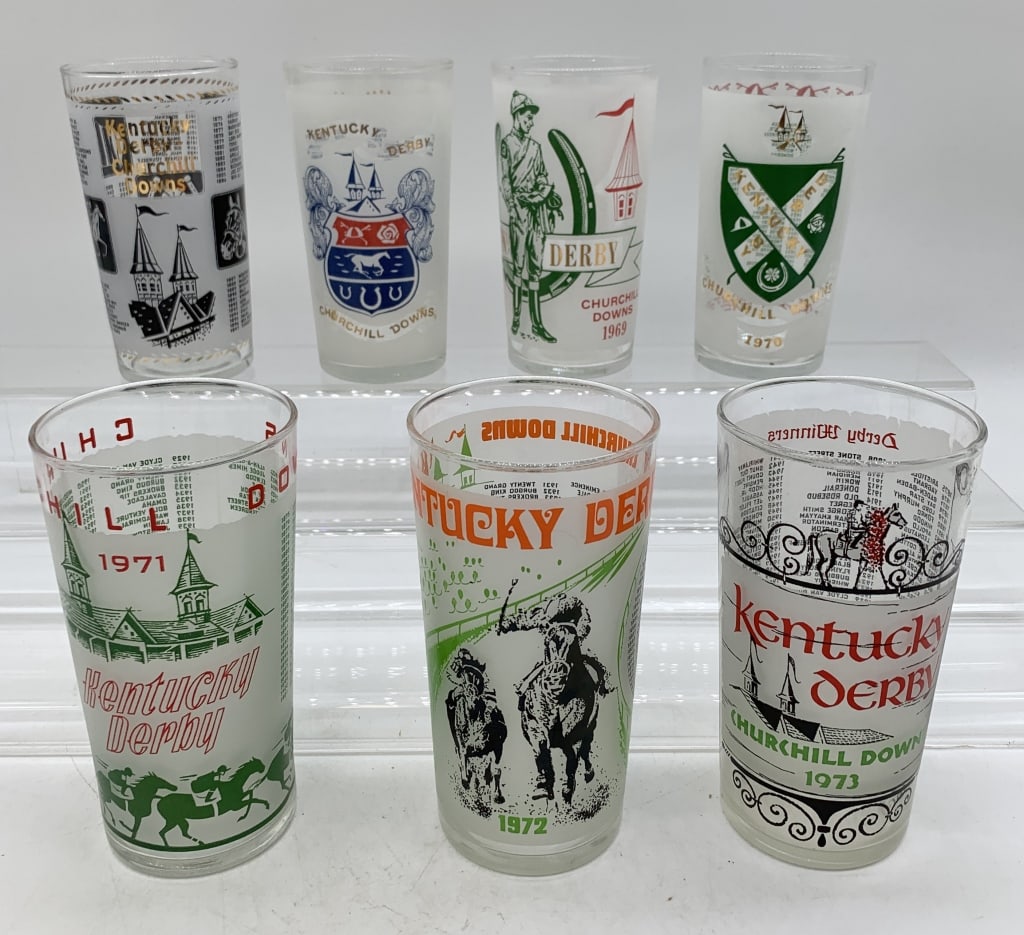 7 Kentucky Derby Glasses 1967-1973: good conditions