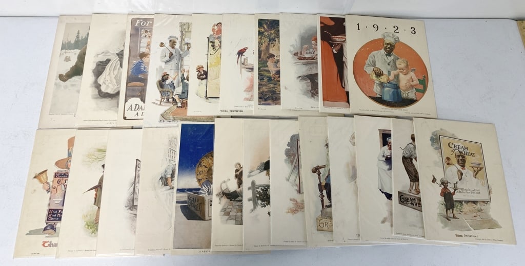 20+ Cream of Wheat Advertisements from 1910's: looks like they were actually newspaper print from newspapers/magazines from the 1910's, they are mounted to some sort of cardbaord, some have creases, some have small tears