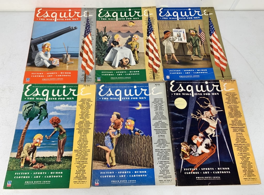 6 Vintage Esquire Magazines from the 1940's (1 of 6)