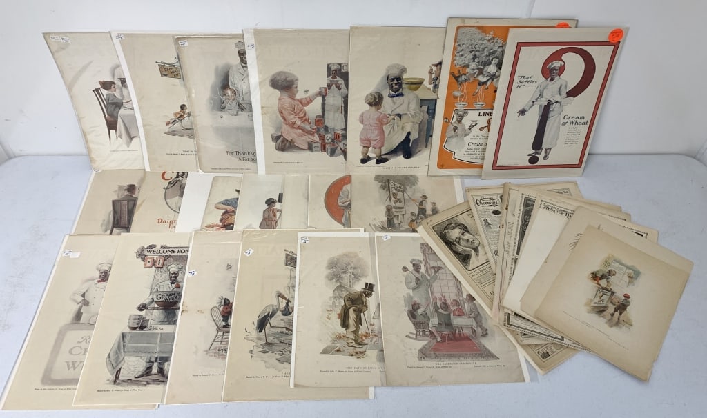 25+ Cream of Wheat Advertisements 1900's-1910's: looks like they were actually newspaper print from newspapers/magazines, some have creases, some have small tears, discoloring
