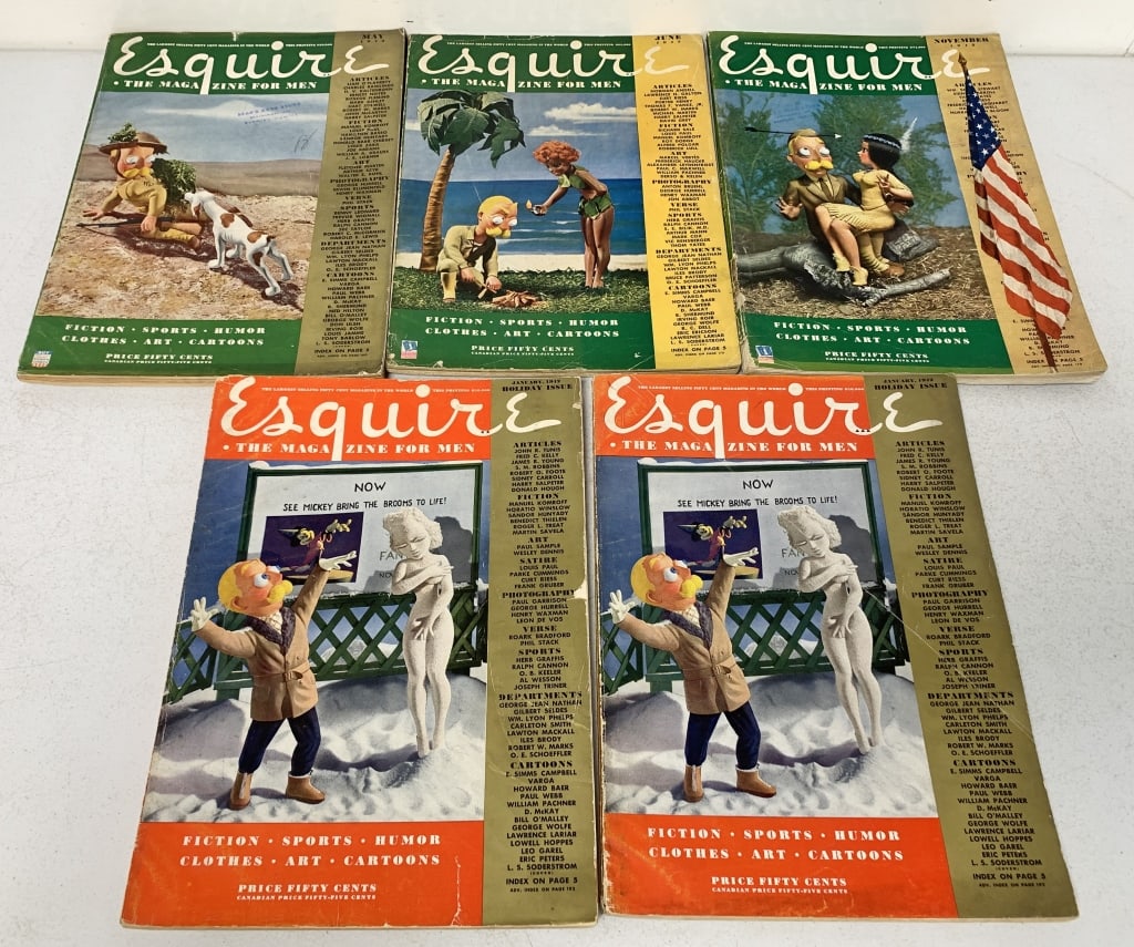 6 Vintage Esquire Magazines from the 1940's (1 of 6)