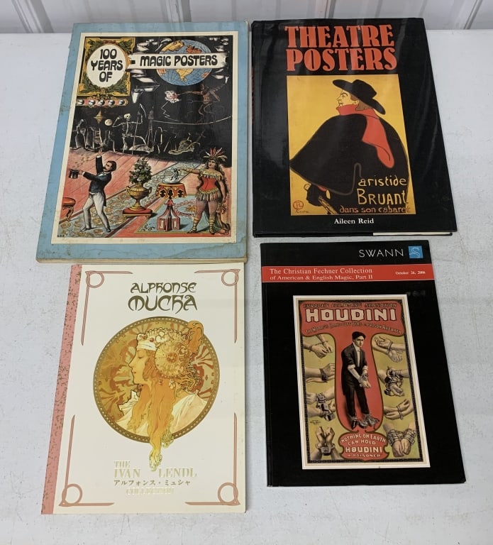4 Books-Theatre Posters, Magic Posters, others: some wear, some are auction guides