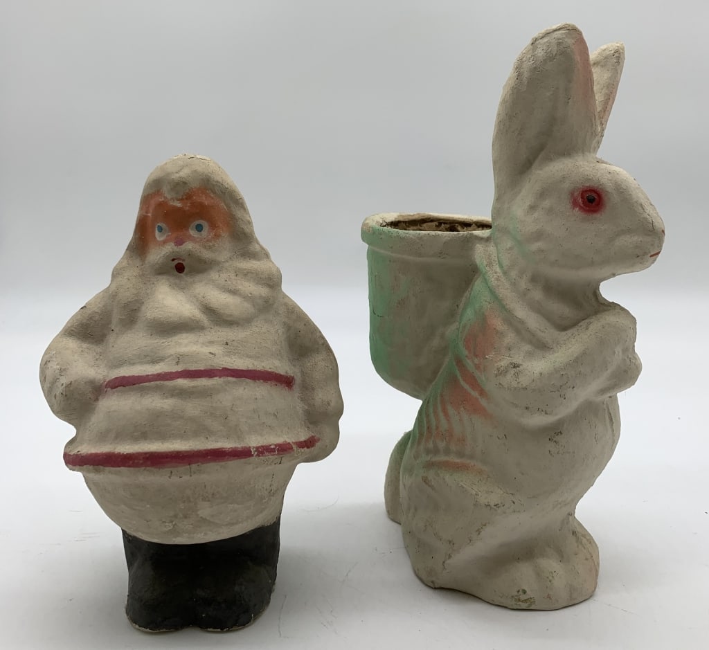 2 Paper Mache pcs- Santa & Rabbit (1 of 5)