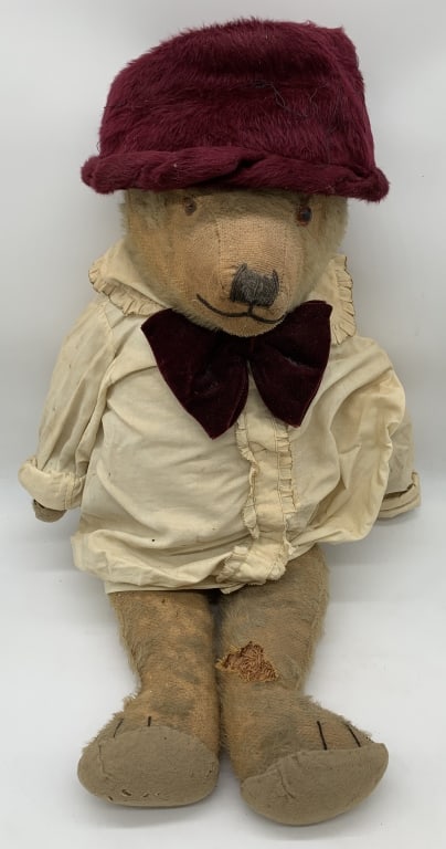 24' Steiff Like Bear,no tag: fur missing,holes in legs,eye missing shirt has holes,tear