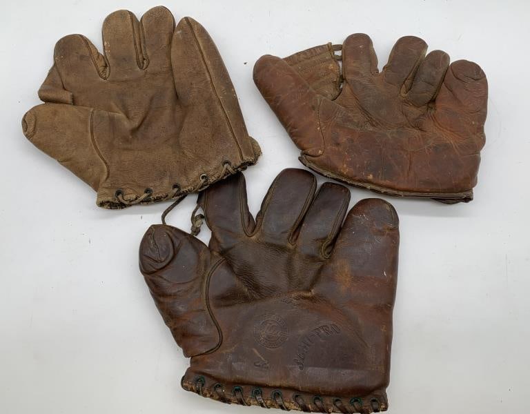 3 leather baseball gloves (1 of 7)