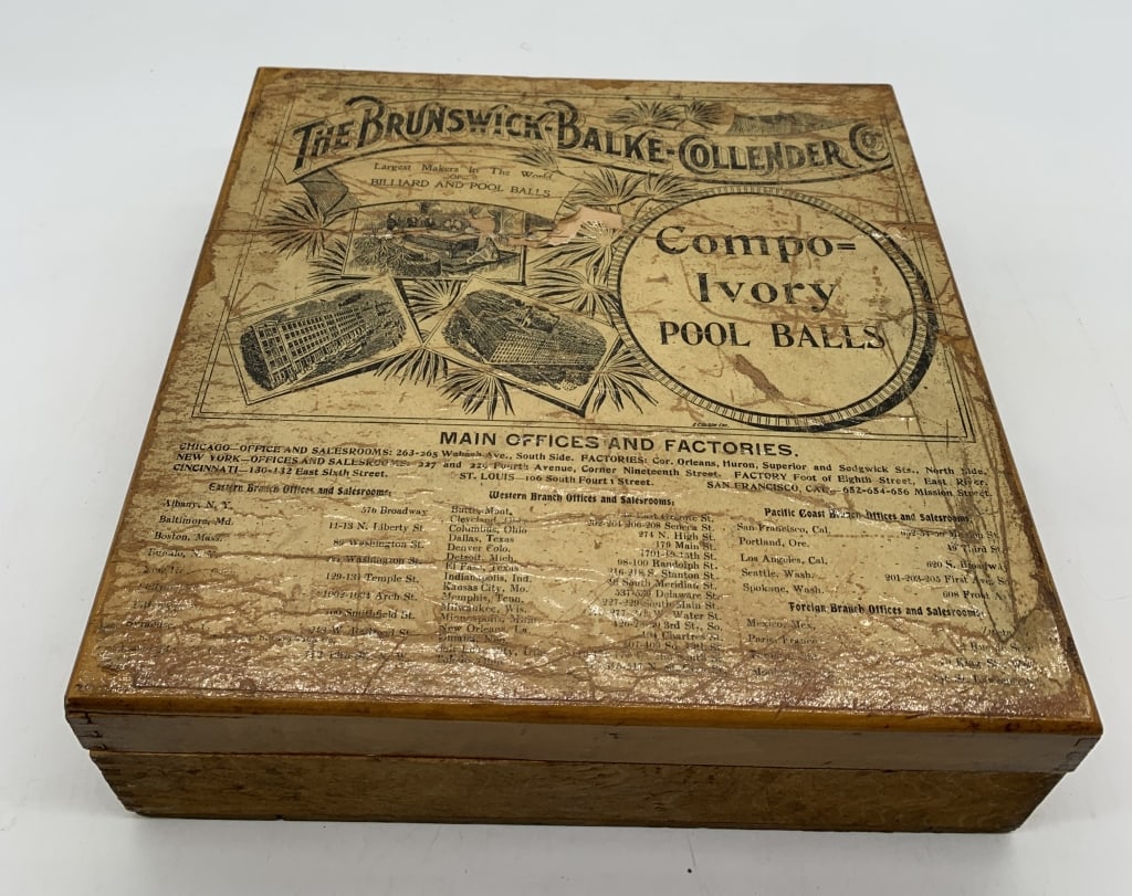 Brunswick-Balke-Collender pool ball wood box (1 of 7)