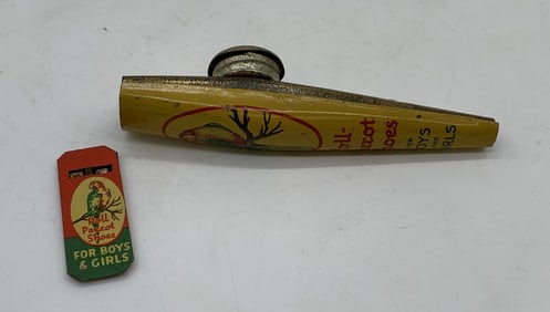 Poll Parrot advertising kazoo and whistle