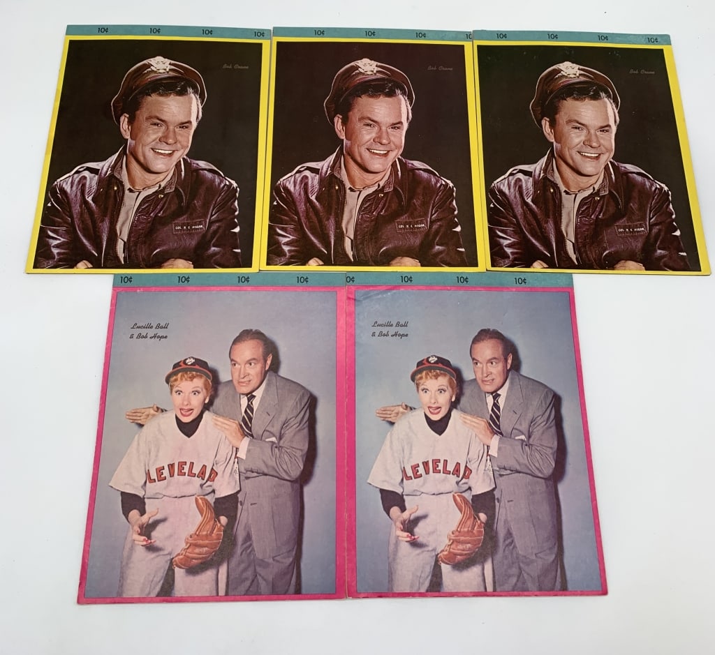 5 wide rule notepads with Bob Crane & Bob Hope: Lucille Ball is on cover with Bob Hope; some aging and wear