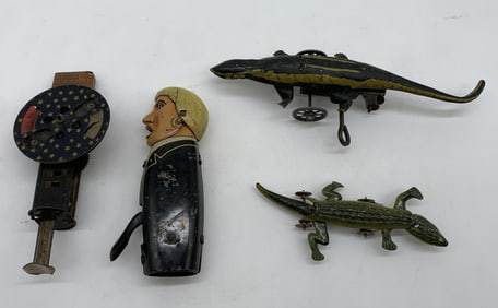 4 German tin litho toys