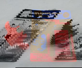 Three Stooges movie viewer w/ movies on card