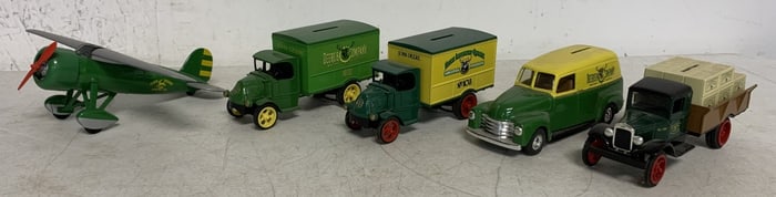 lot of 5 John Deere Truck Banks & Airplane Toys