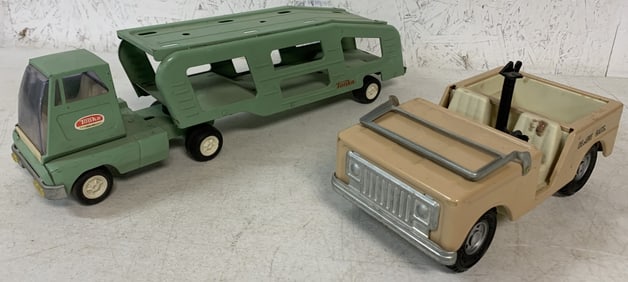 2 Pcs- Tonka Car Carrier & Buddy L Jeep