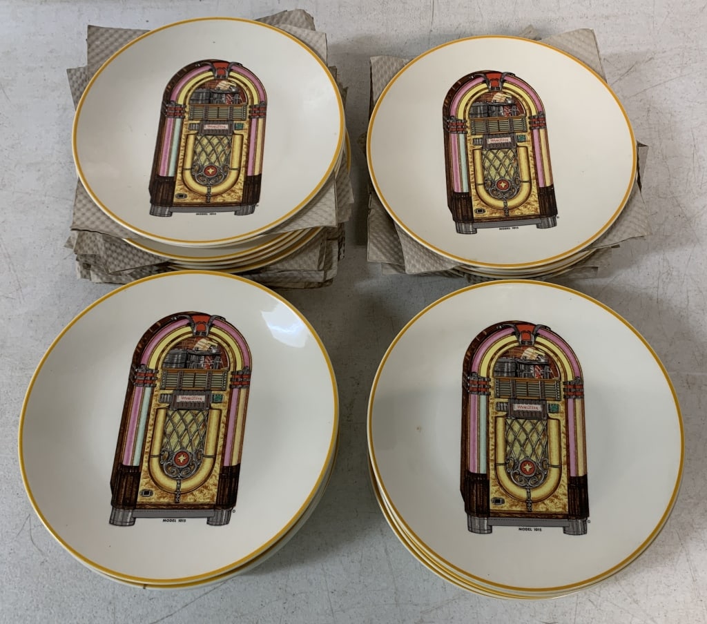 24 Wultizer Juke Box Model 1015 Plates: stamped "When a Nickel Bought Dreams" Jim L. Wells on the backside, all look unused