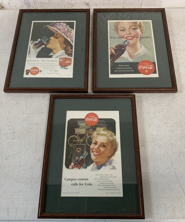 3 Framed Coca Cola Ads (1 of 5)
