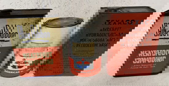 Blue Ribbon , Amoco and Texaco tins