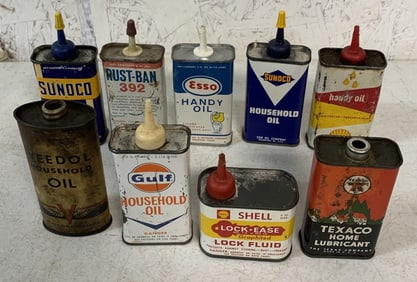 8 oilers and 1 lock fluid tin