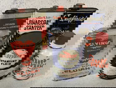 6 assorted advertising cans