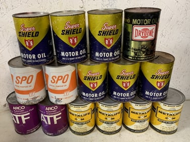 15 empty quart cans and banks