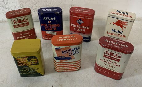 7 dusting/polishing cloth tins ( 2 are empty)