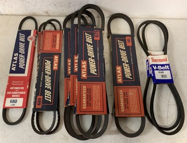 lot of 9 automotive belts mostly Atlas brand