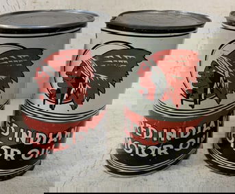2  Red Indian Motor Oil Imperial Qt. cans