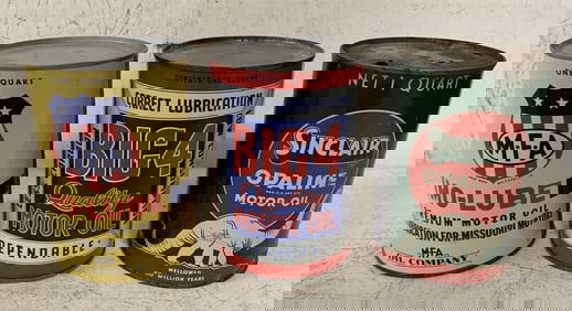 M-F-A, Big 4 and Sinclair used Motor Oil qt. cans