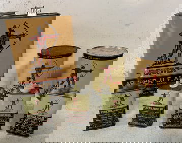 7 empty Archer products cans