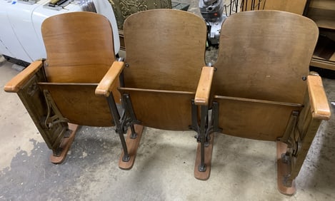 3 chair section of folding auditorium seats