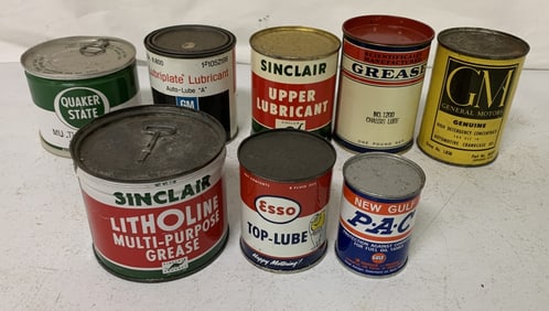 8 full mostly grease and lube cans
