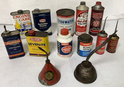 2 oilers and 11 empty adv. cans