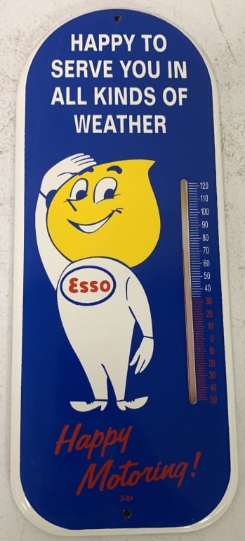 Reproduction Esso Happy Motoring thermometer: has some scratches