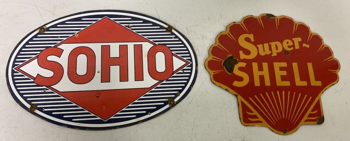 Super Shell and Sohio signs