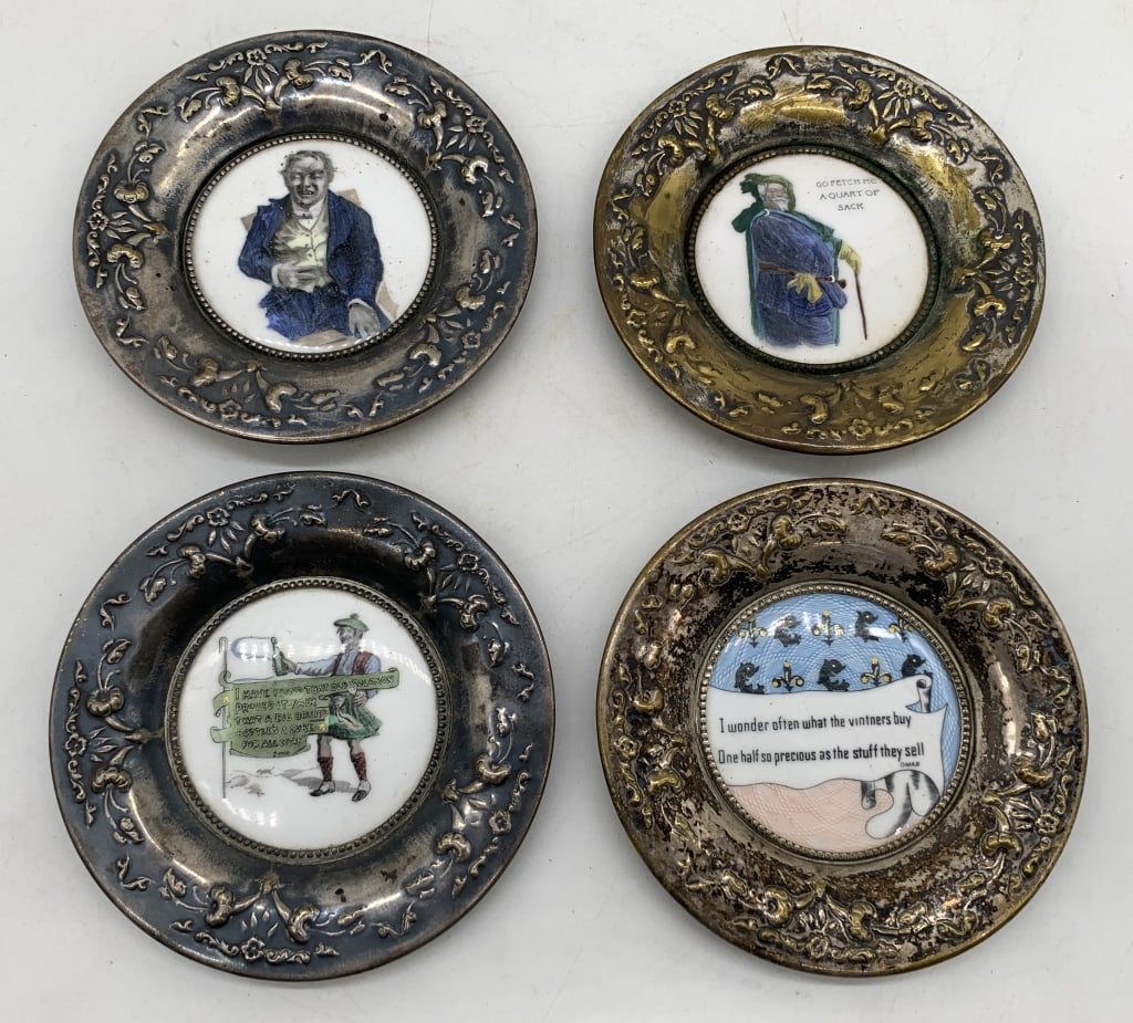 (4) O'Hara Dial Co. Coasters: centers are ceramic, outer pieces are metal