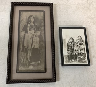 lot of 2 Old Framed Native American Photographs