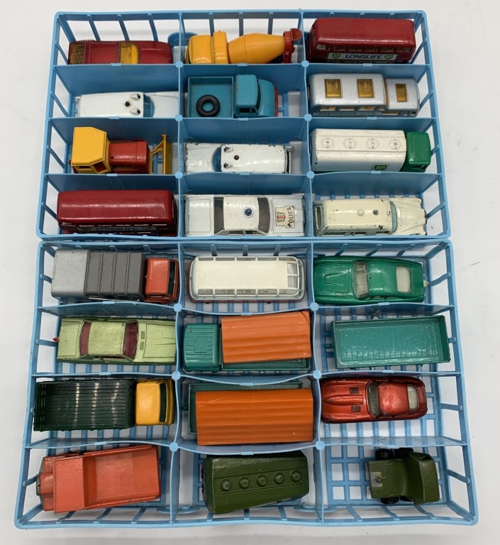 24 Matchbox Cars many 60's & 70's eras: all have various degree of wear and use