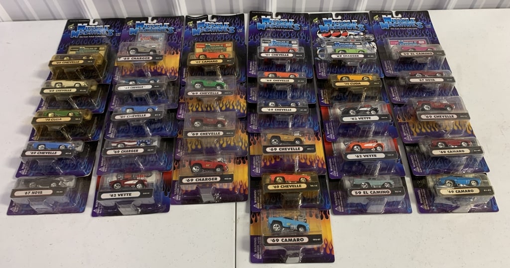 25+ Muscle Machines Die Casts: various models, all in original blister packs