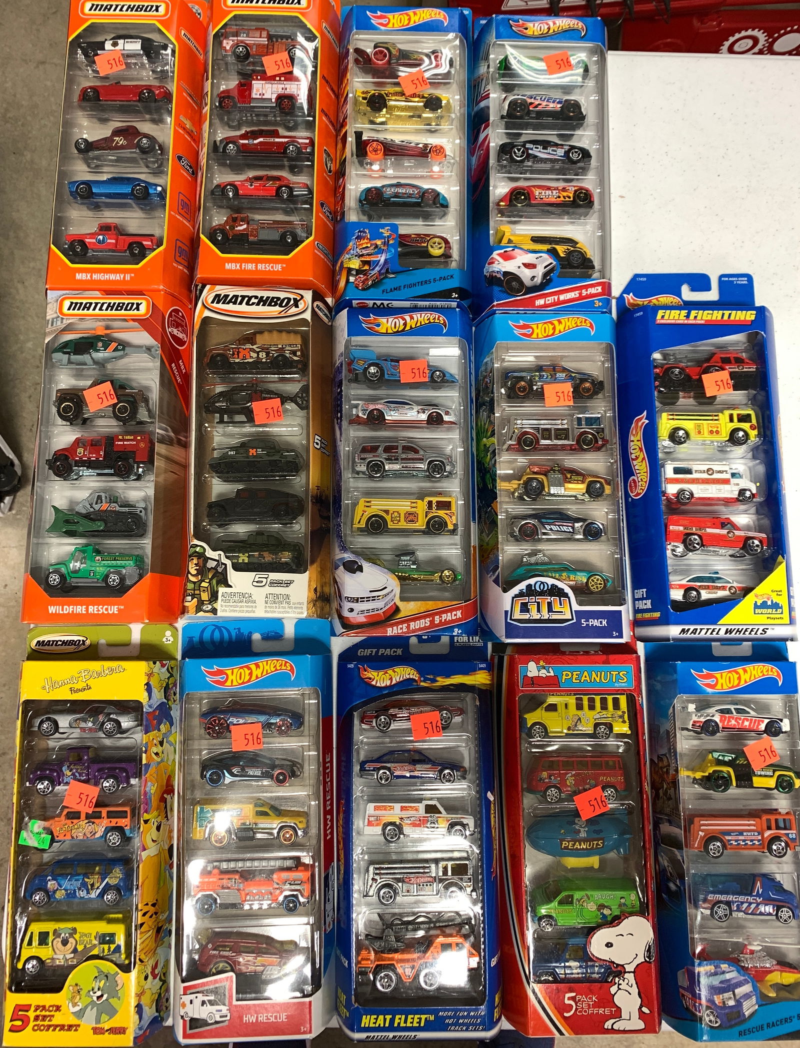 14 pcs- Hot Wheels & Matchbox 5 Car Gift Packs (1 of 4)