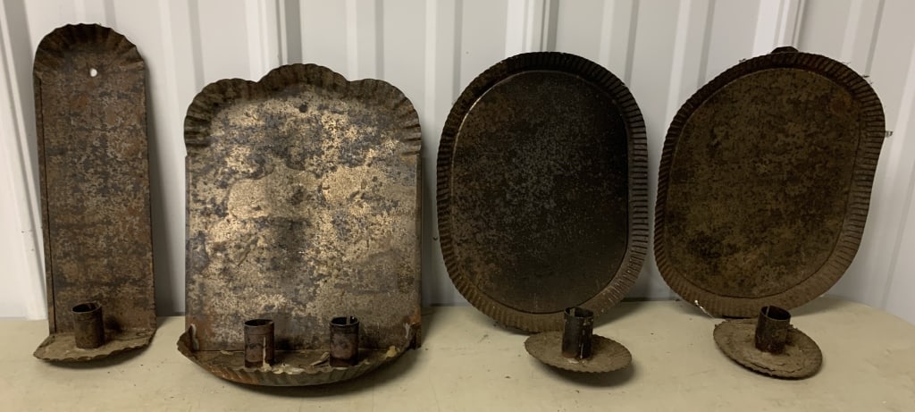 4 tin candle wall sconces (1 of 6)